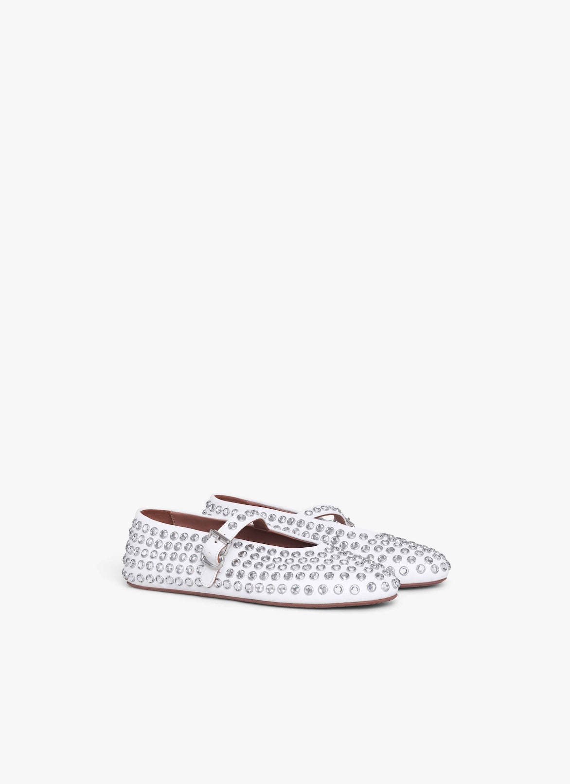 strass lambskin ballet flats ALAÏA WHITE STRASS LAMBSKIN BALLET FLATS